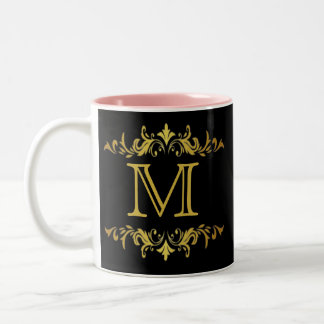 Monogram Black and Gold Zwei-Tone-Kaffee-Tasse Zweifarbige Tasse