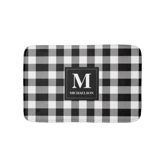 Monogram Black and White Buffalo Kariert Badematte (Vorderseite)