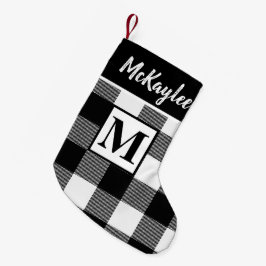 Monogram Black and White Buffalo Kariert personali Kleiner Weihnachtsstrumpf