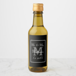 Monogram Black and White Mini Wine Labels Weinetikett