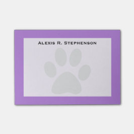 Monogram Black Animal Paw Print Lavendel Lila Post-it Klebezettel