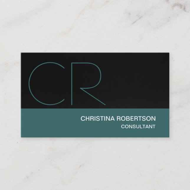 Monogram Black Blue Consultant-Visitenkarte Visitenkarte (Vorderseite)
