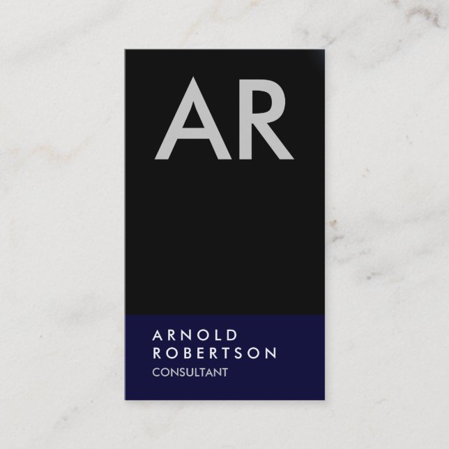 Monogram Black Blue Trend Consultant Business Card Visitenkarte (Vorderseite)
