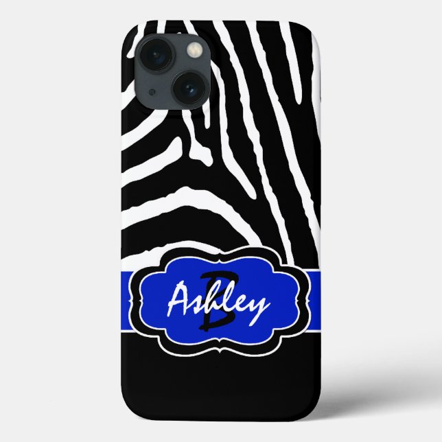 Monogram Black, Blue Zebra Stripe iPad Air Hüllen (Rückseite)