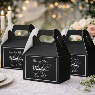 Monogram Black Bride Groom Date Hochzeit Geschenkschachtel