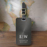 Monogram Black Brushed Metallic Elegant Gepäckanhänger<br><div class="desc">Erleben Sie Ihre Reise mit unserem Classic Elegant Modern Minimalistischen Monogram Gepäcktag. Dieses liebevoll gestaltete Accessoire verbindet zeitlose Eleganz mit zeitgemäßem Minimalismus und sorgt dafür, dass sich Ihr Gepäck durch Eleganz hervorhebt. Dieses Gepäckanhänger ist mit Präzision und Liebe zum Detail gestaltet und ist mehr als nur ein praktisches Objekt; es...</div>