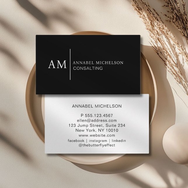 Monogram Black Business Card Visitenkarte (Monogram Black -White Business Card)