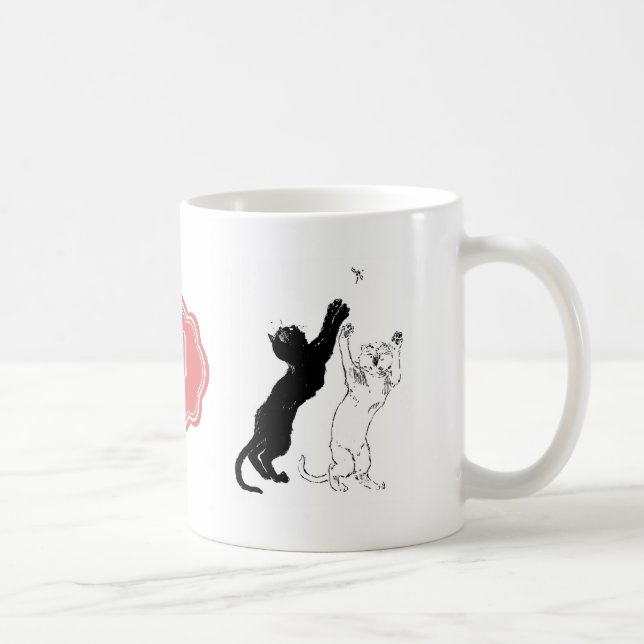 Monogram Black Cat Art Nouveau Chat Noir Steinlen Kaffeetasse (Rechts)