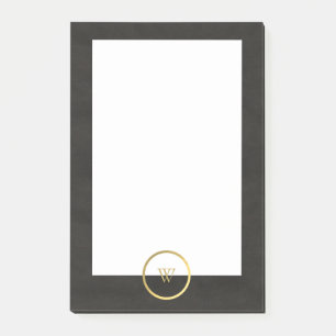 Monogram Black Chalkboard Gold Foil Einfach modern Post-it Klebezettel
