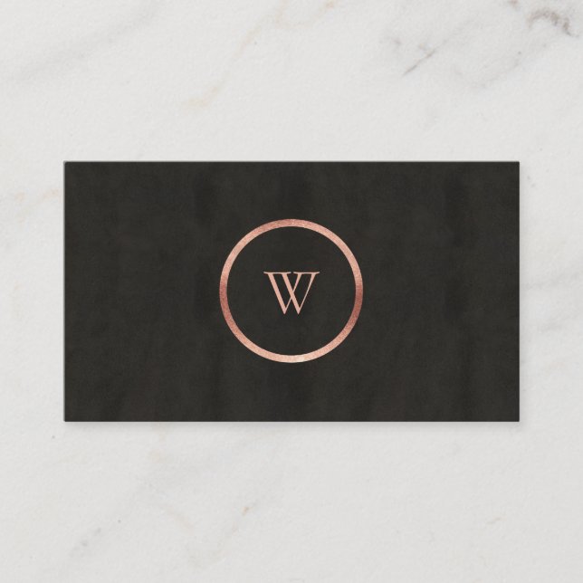Monogram Black Chalkboard Rose Gold Einfache Moder Visitenkarte (Vorderseite)