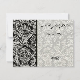 Monogram Black Damask Wedding Table Number Cards Einladung
