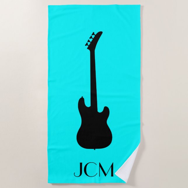 Monogram Black Electric Bass Guitar / Aqua Blue Strandtuch (Vorderseite)