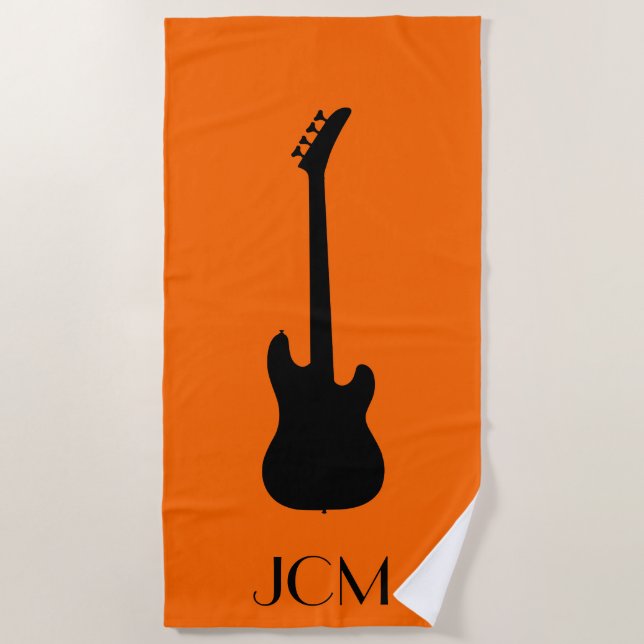 Monogram Black Electric Bass Guitar / Orange Strandtuch (Vorderseite)