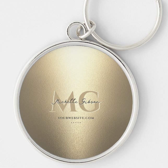 Monogram Black Gold Beruflich Elegante Moderne Schlüsselanhänger (Vorne)
