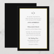 Monogram Black Gold - Bridge Wedding Einladung