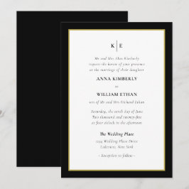 Monogram Black Gold - Bridge Wedding Einladung
