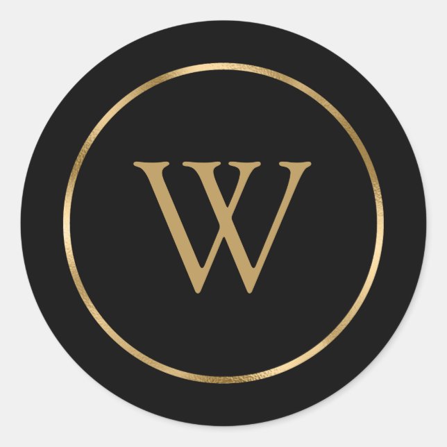 Monogram Black Gold Business Runder Aufkleber (Vorderseite)