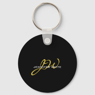 Monogram Black Gold Color Schlicht Moderner Name Schlüsselanhänger