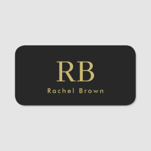 Monogram Black GOld Elegant Modernes Minimalistisc Namensschild