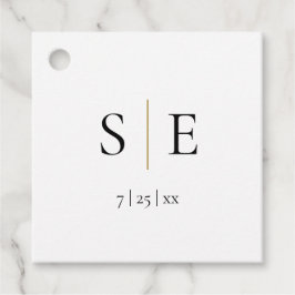 Monogram Black Gold Elegante Wedding Geschenkanhänger