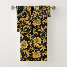 Monogram Black Gold Klasse Elegantes Muster