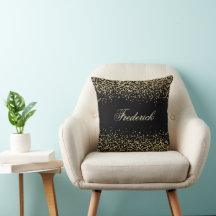Monogram Black Gold Leopard Print Glitzer Overlay