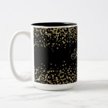Monogram Black Gold Leopard Print Glitzer Overlay