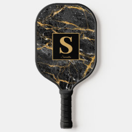 Monogram Black Gold Marmorname Pickleball Schläger
