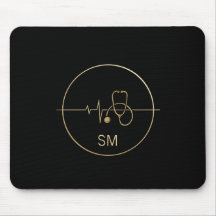 Monogram Black Gold Medical Stethoscope Heartbeat
