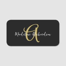 Monogram Black Gold Moderne Minimalistisch Feminin Namensschild