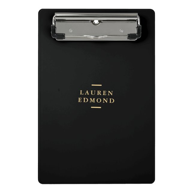 Monogram Black Gold | Modernes Chic Elegant Mini Klemmbrett (Vorderseite)