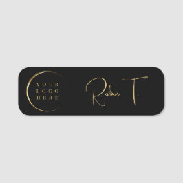 Monogram Black Gold Modernes elegantes Business-Lo Namensschild