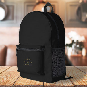 Monogram Black Gold   Modernes Minimalistisches El Bedruckter Rucksack