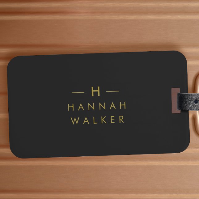 Monogram Black Gold | Modernes Minimalistisches El Gepäckanhänger (Von Creator hochgeladen)