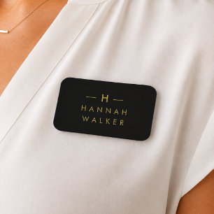 Monogram Black Gold Modernes Minimalistisches El Namensschild