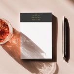 Monogram Black Gold | Modernes Minimalistisches El Post-it Klebezettel<br><div class="desc">Ein einfaches,  individuelles Monogramm-Design in einer goldenen,  modernen minimalistischen Typografie auf schwarzem Hintergrund. Die Monogramm-Initialen und der Name können zusammen mit der Feature-Zeile leicht personalisiert werden,  um ein Design so einzigartig wie Sie sind zu machen! Das perfekte Geschenk oder Accessoire für jeden Anlass.</div>