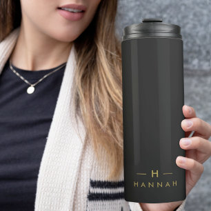 Monogram Black Gold Modernes Minimalistisches El Thermosbecher