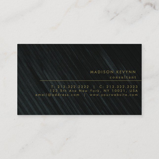 Monogram Black Gold | Modernes Minimalistisches El Visitenkarte (Rückseite)