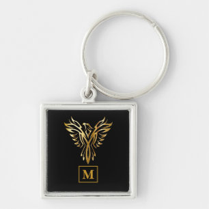 Monogram Black & Gold Phoenix Rising Zubehör Schlüsselanhänger