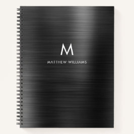 Monogram Black Graue Imitate Metall Stahl kundensp Notizbuch