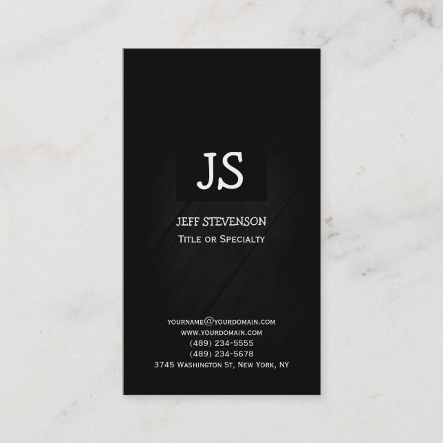 Monogram Black Gray Consultant-Visitenkarte Visitenkarte (Vorderseite)