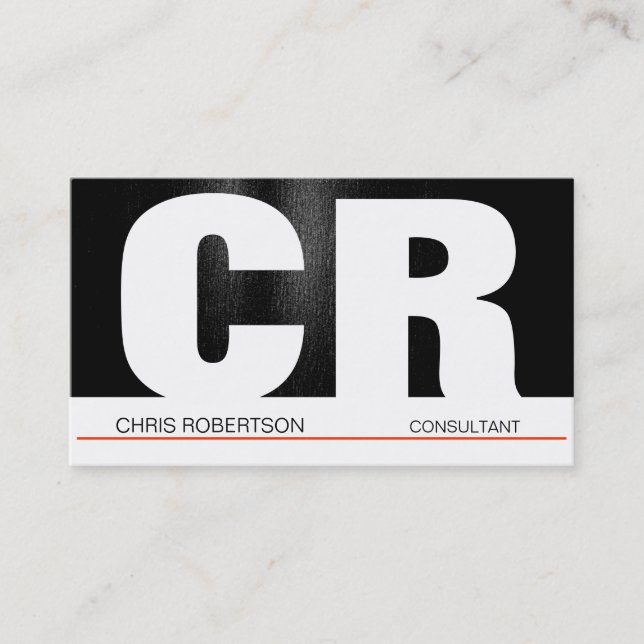 Monogram Black Gray Red White Business Card Visitenkarte (Vorderseite)