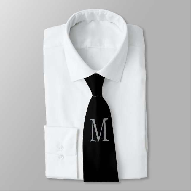 Monogram Black Gray Sondergeschenk Beloved Ons Krawatte (Gebunden)