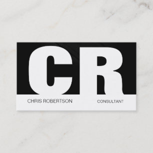 Monogram Black Gray White Business Card Visitenkarte