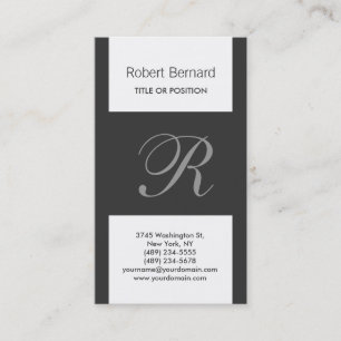 Monogram Black Gray White Modern Business Card Visitenkarte