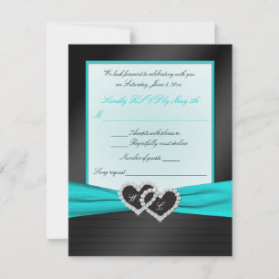 Monogram Black IMITATS Satin Plees mit Aqua UAWG RSVP Karte