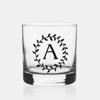 Monogram Black Initial Leaf Garland 4AJ Whiskyglas