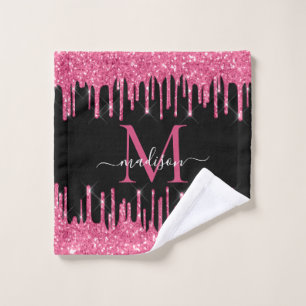 Monogram Black Metallic Hot Pink Driving Glitzer Waschlappen