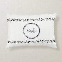Monogram Black Musiknotens Akzent Pillow