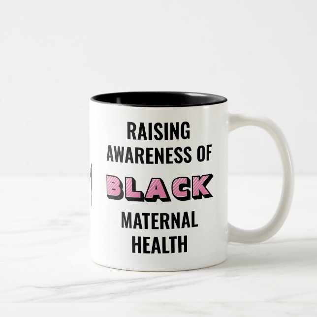 Monogram Black Mütter Health Awareness Zweifarbige Tasse (Rechts)